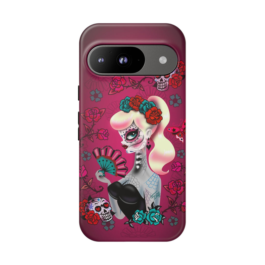 Blonde Sugar Skull Pinup Girl • Tough Phone Case