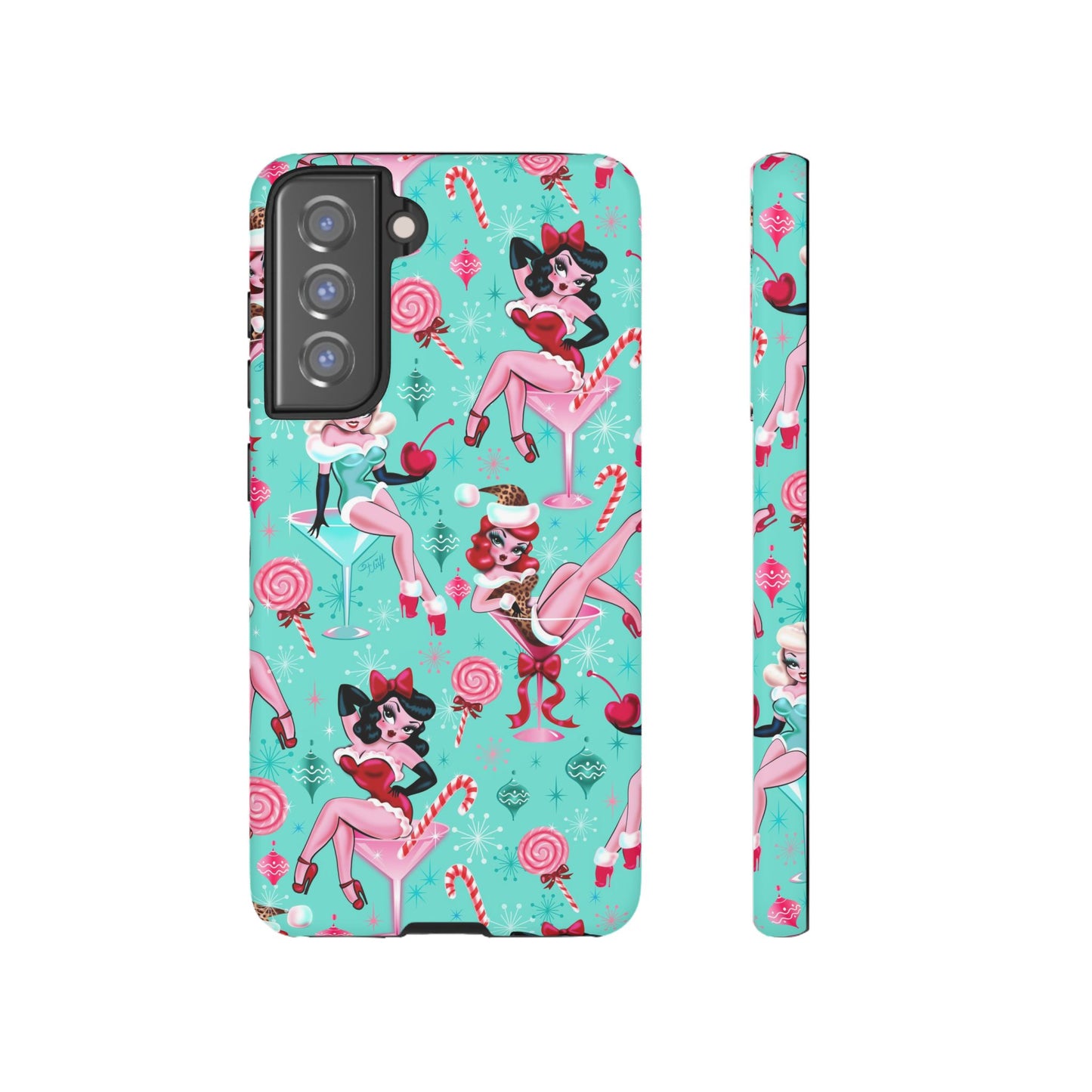 Christmas Candy Martini Pinup Girls • Tough Phone Case