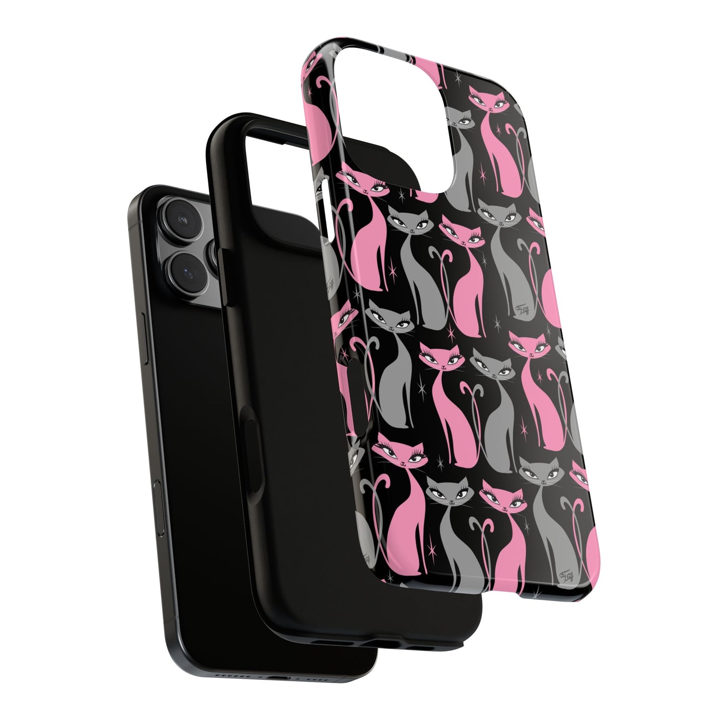 Mod Love Cats on Black • Tough Phone Case