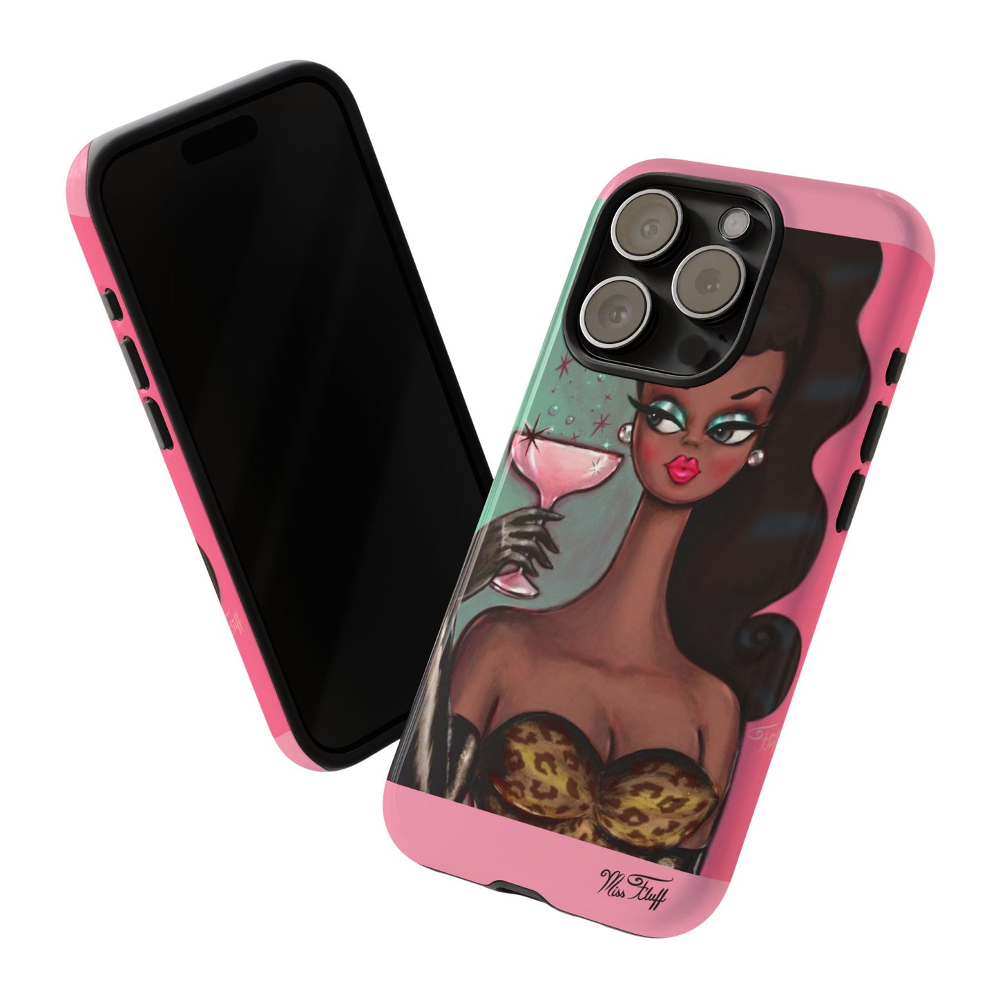 Brunette with Pink Champagne • Tough Phone Case