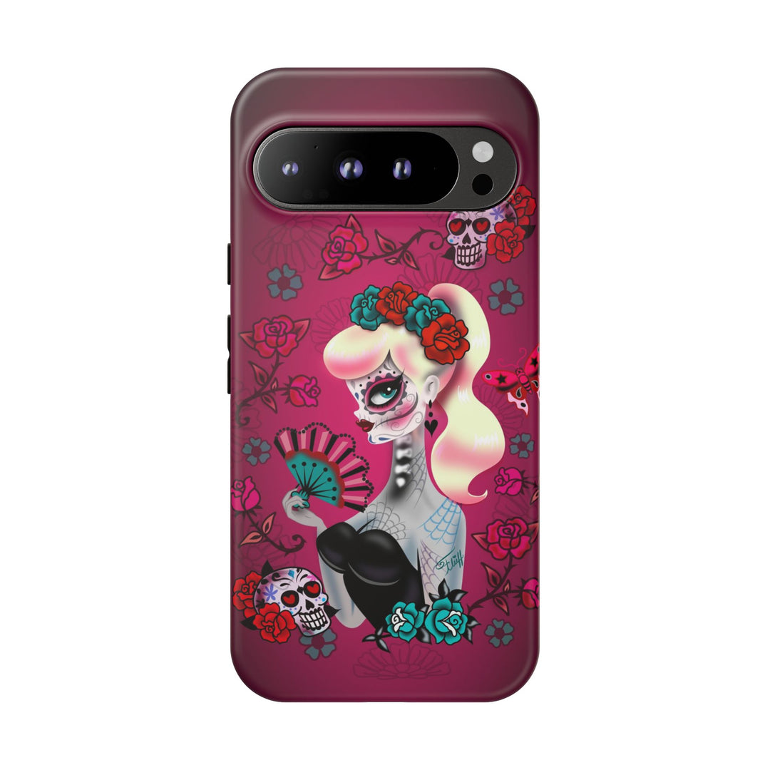 Blonde Sugar Skull Pinup Girl • Tough Phone Case