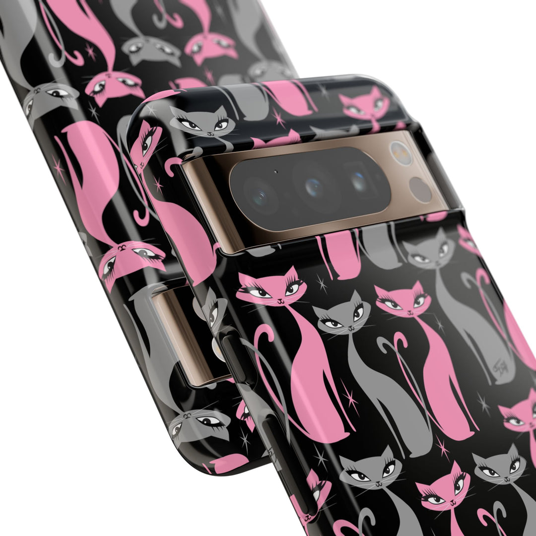 Mod Love Cats on Black • Tough Phone Case