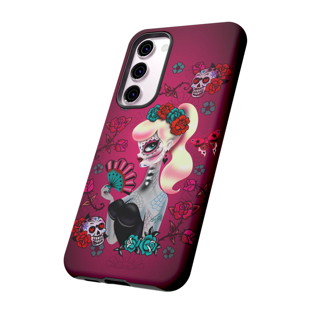 Blonde Sugar Skull Pinup Girl • Tough Phone Case