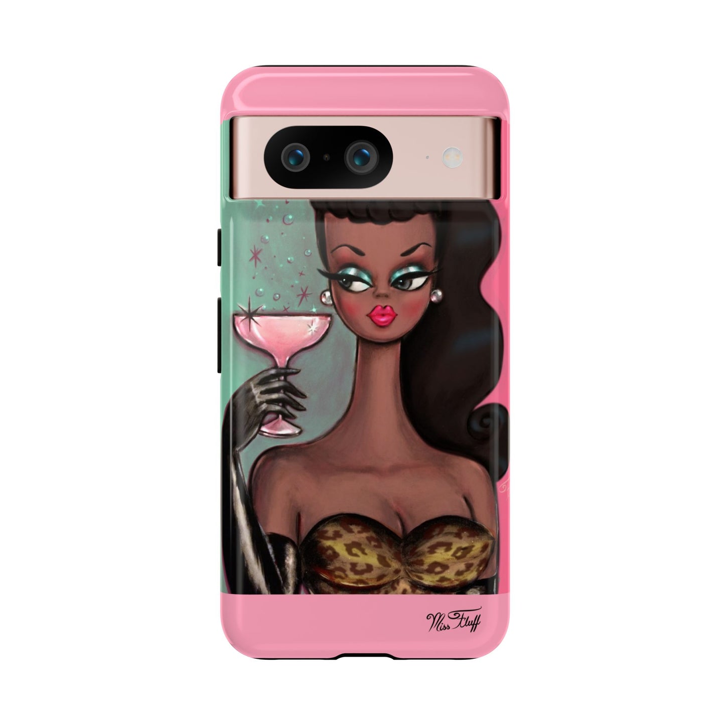 Brunette with Pink Champagne • Tough Phone Case