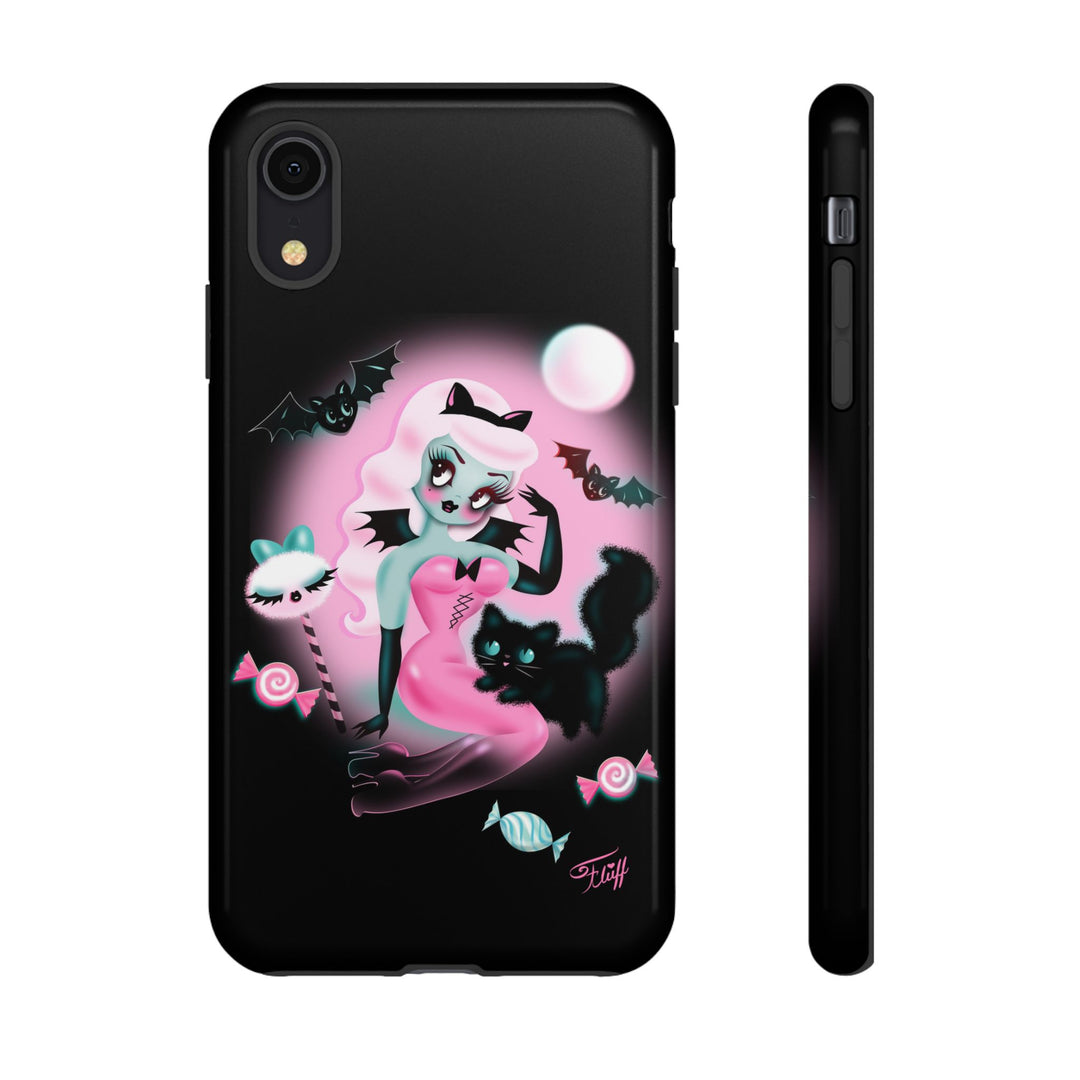 Pastel Candy Vampire with Kitty on Black • Tough Phone Case