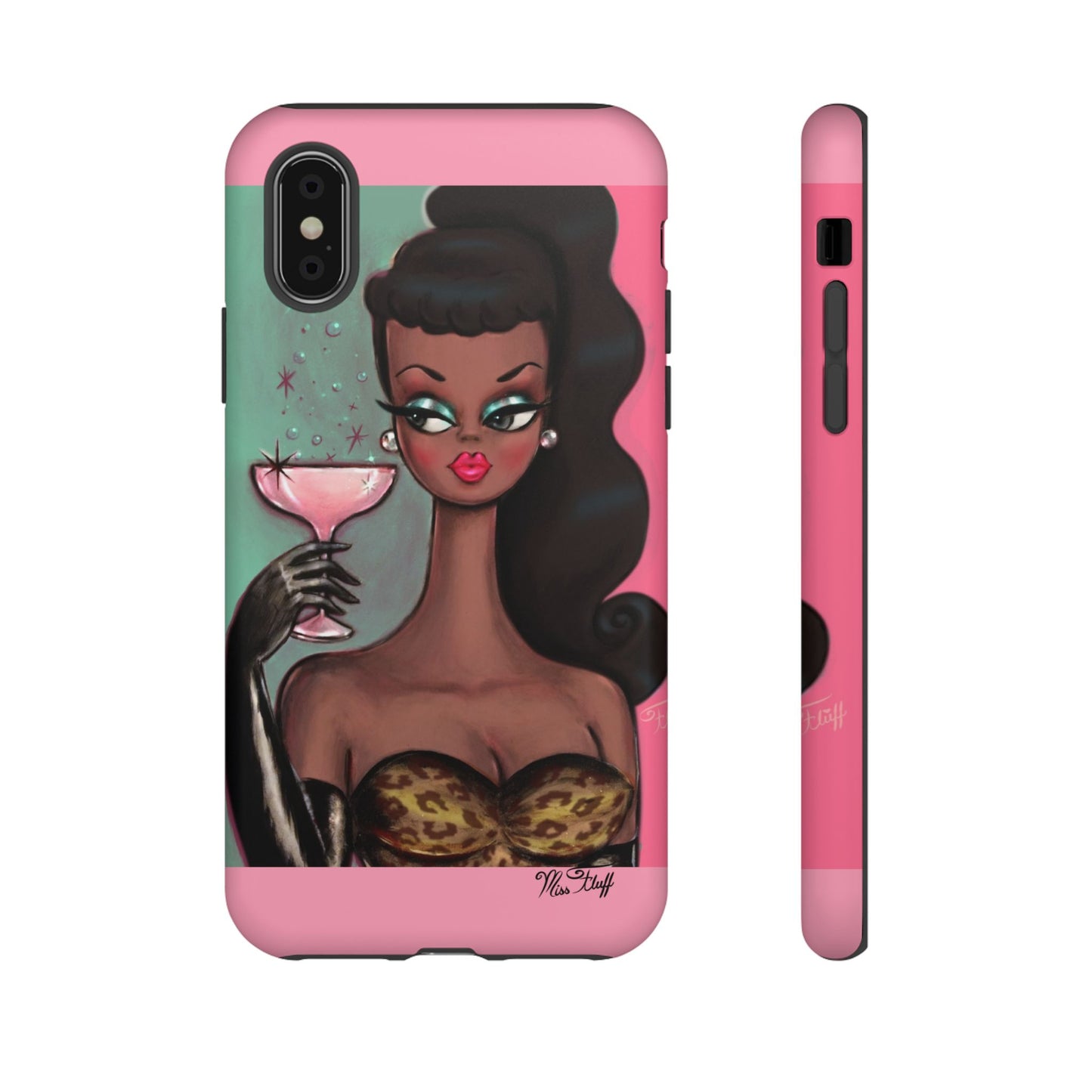 Brunette with Pink Champagne • Tough Phone Case