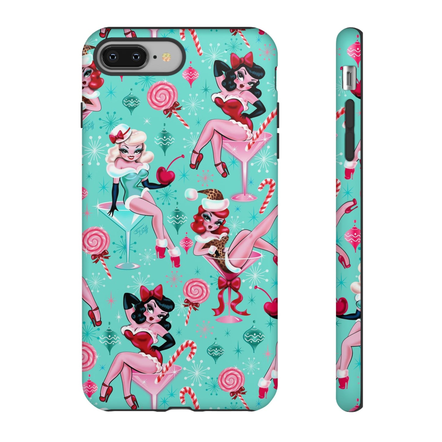 Christmas Candy Martini Pinup Girls • Tough Phone Case