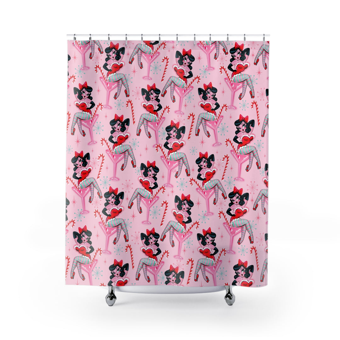 Candy Cane Martini Girl • Shower Curtain