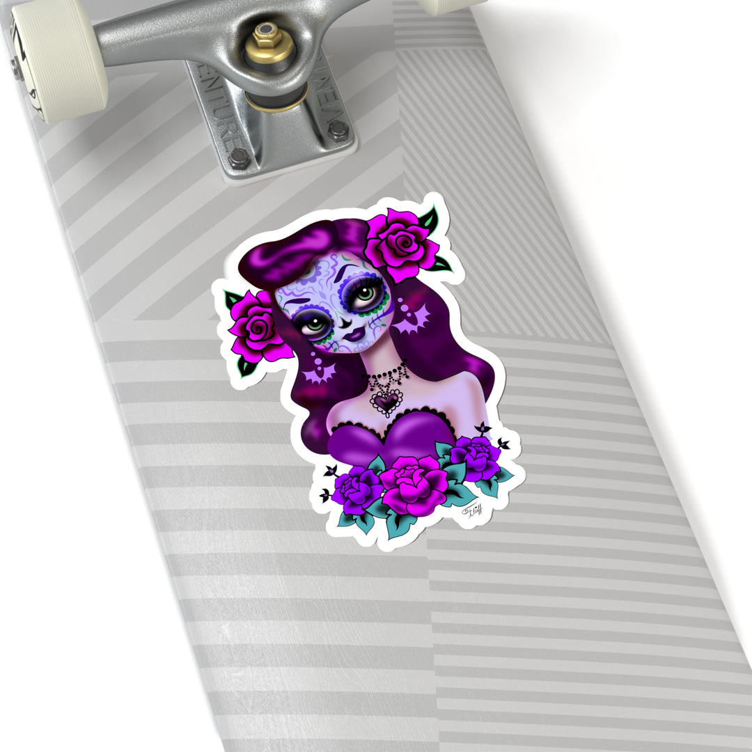 Purple Sugar Skull Girl • Kiss-Cut Sticker