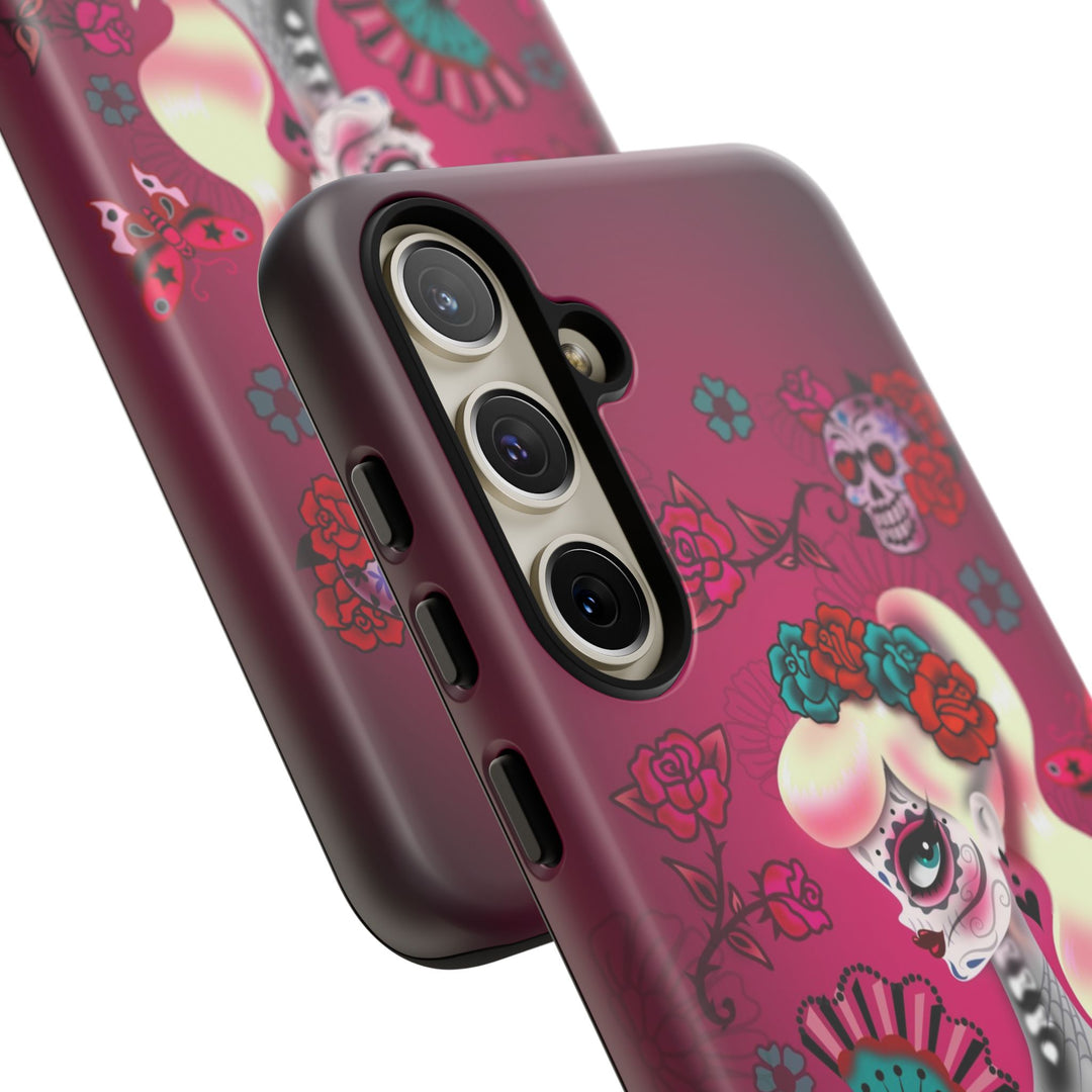Blonde Sugar Skull Pinup Girl • Tough Phone Case