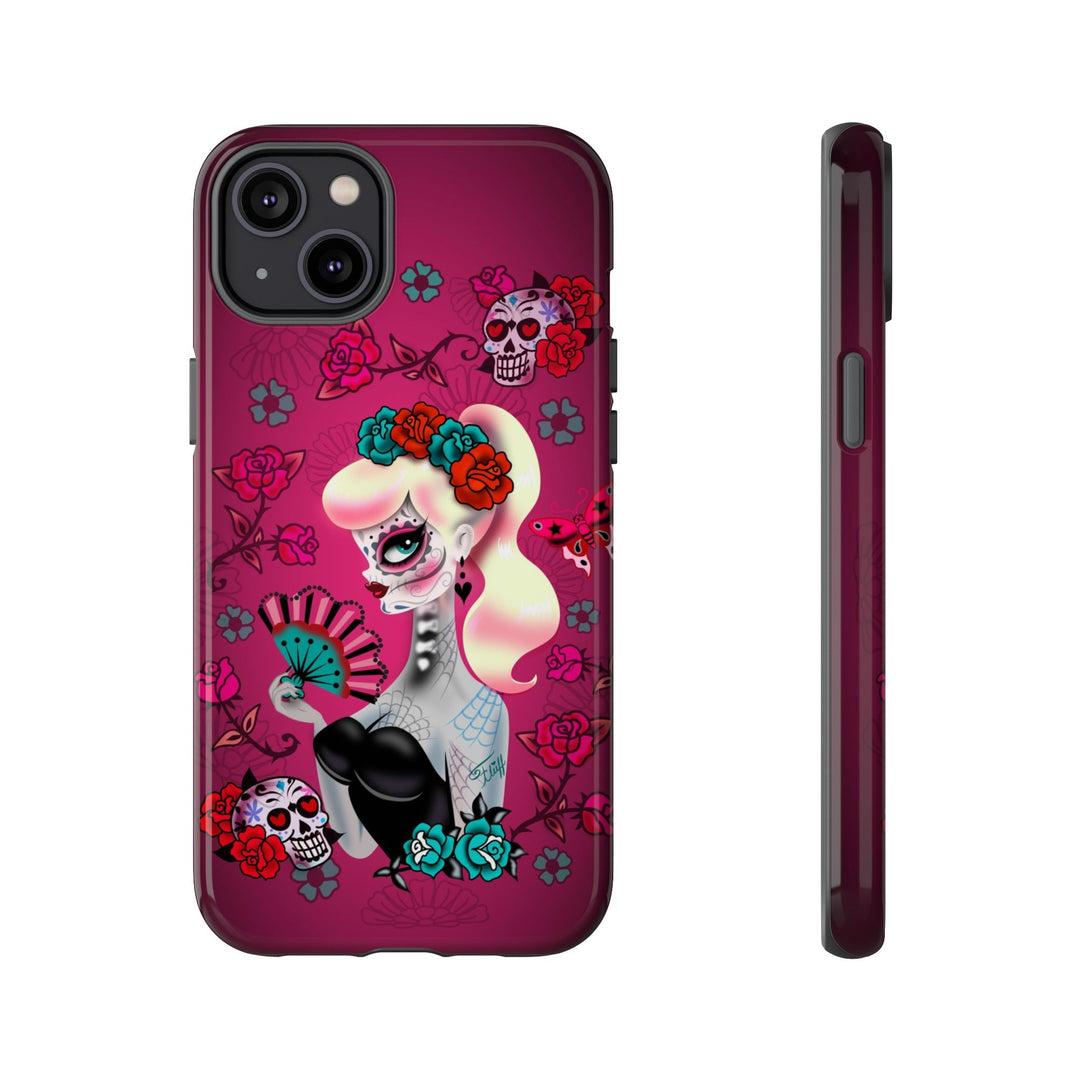 Blonde Sugar Skull Pinup Girl • Tough Phone Case