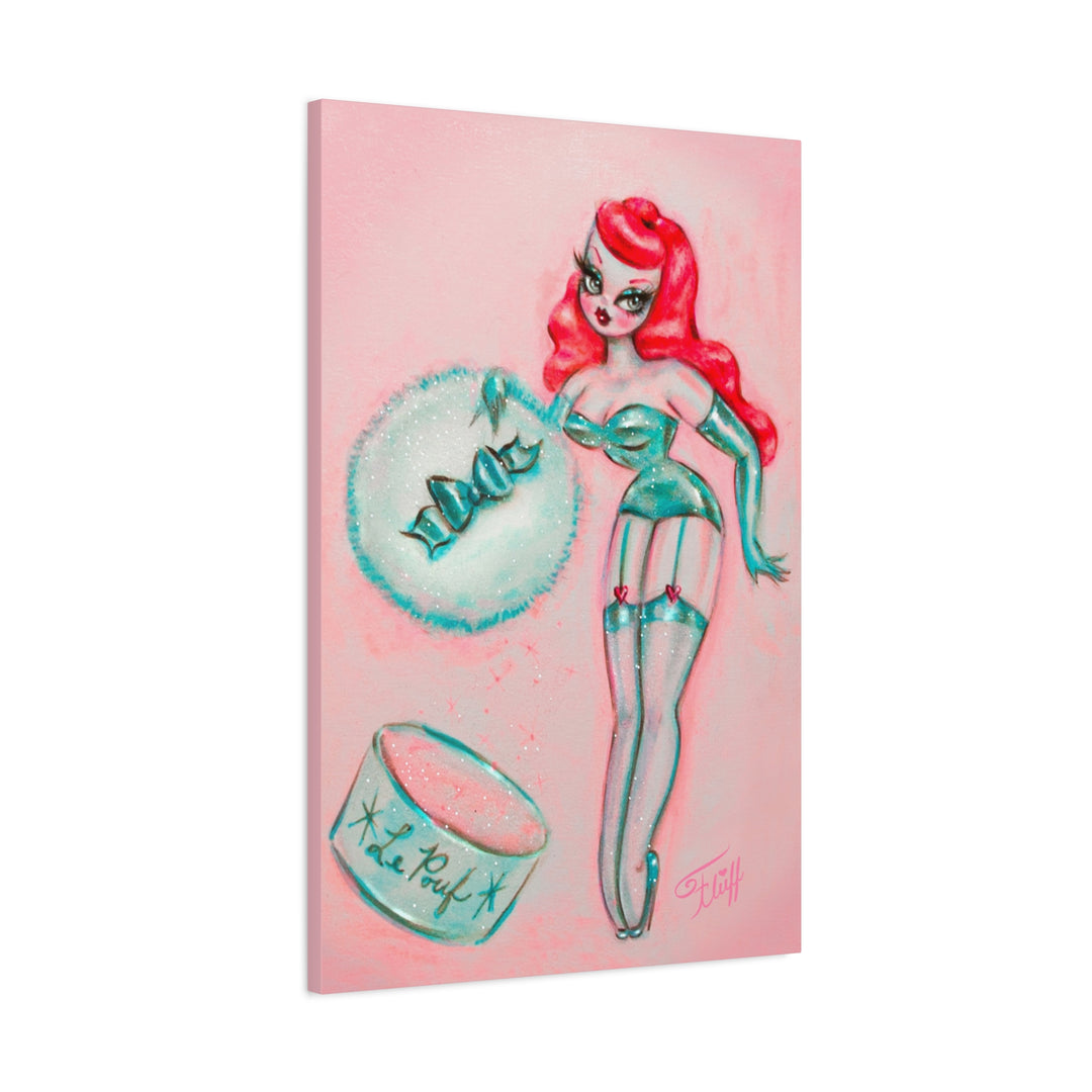 Redhead Mint Powder Puff Girl • Canvas Gallery Wrap