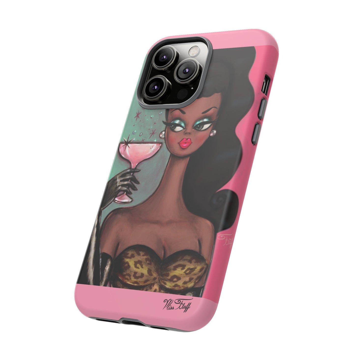 Brunette with Pink Champagne • Tough Phone Case