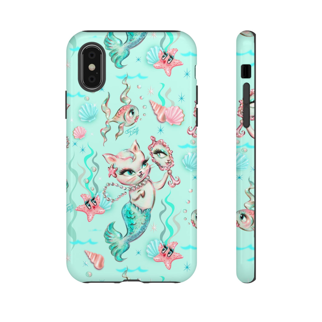 Merkitten with Pearls Aqua • Tough Phone Case