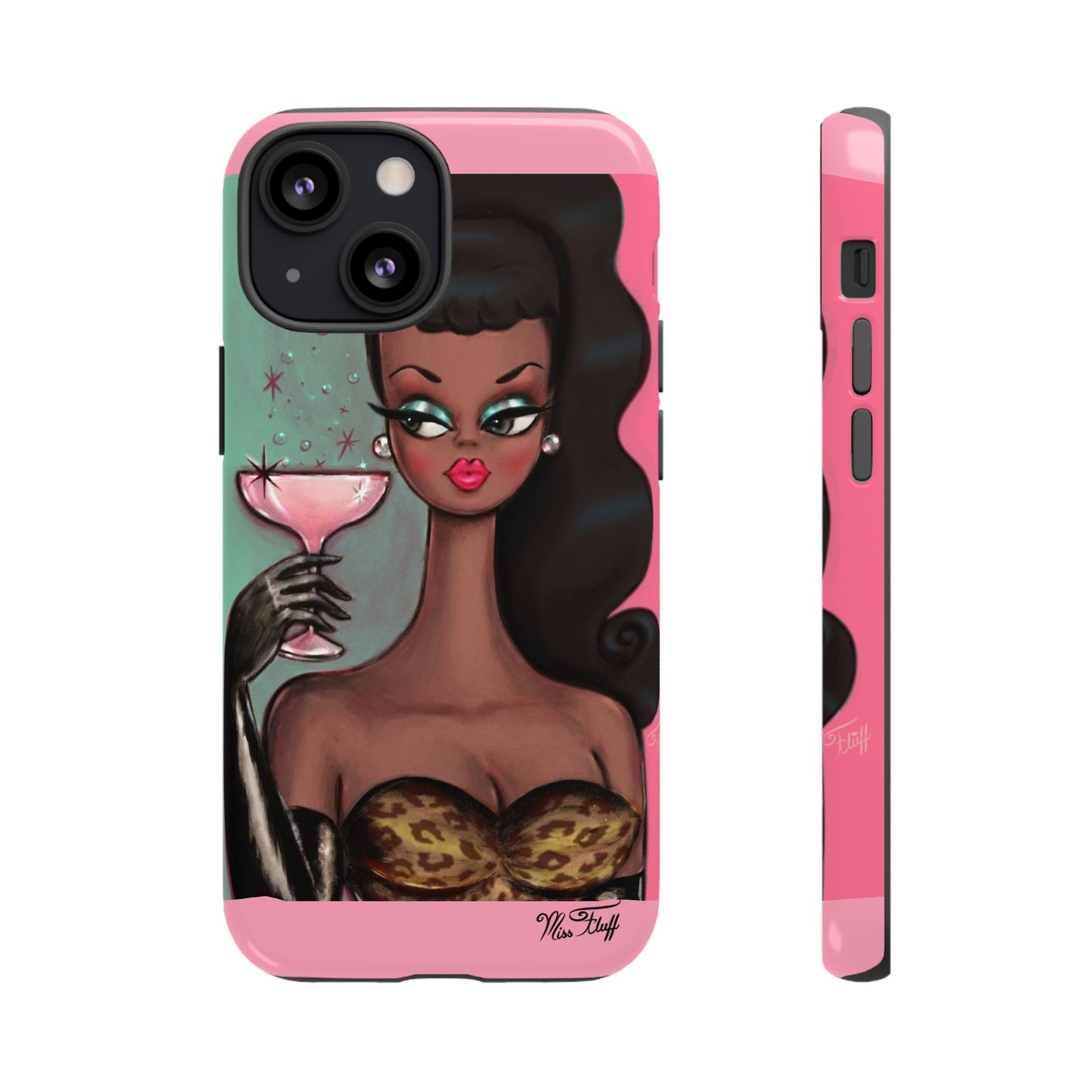 Brunette with Pink Champagne • Tough Phone Case