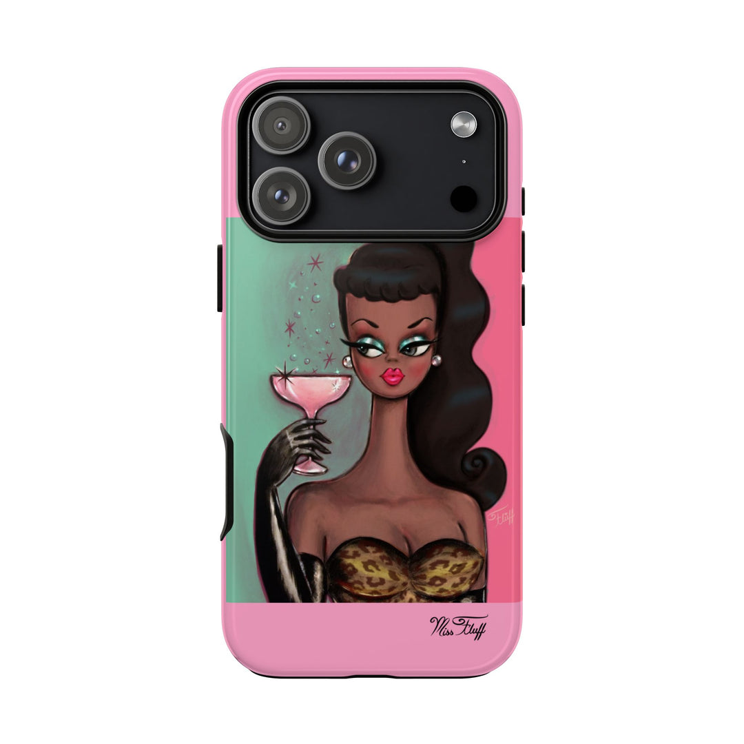 Brunette with Pink Champagne • Tough Phone Case