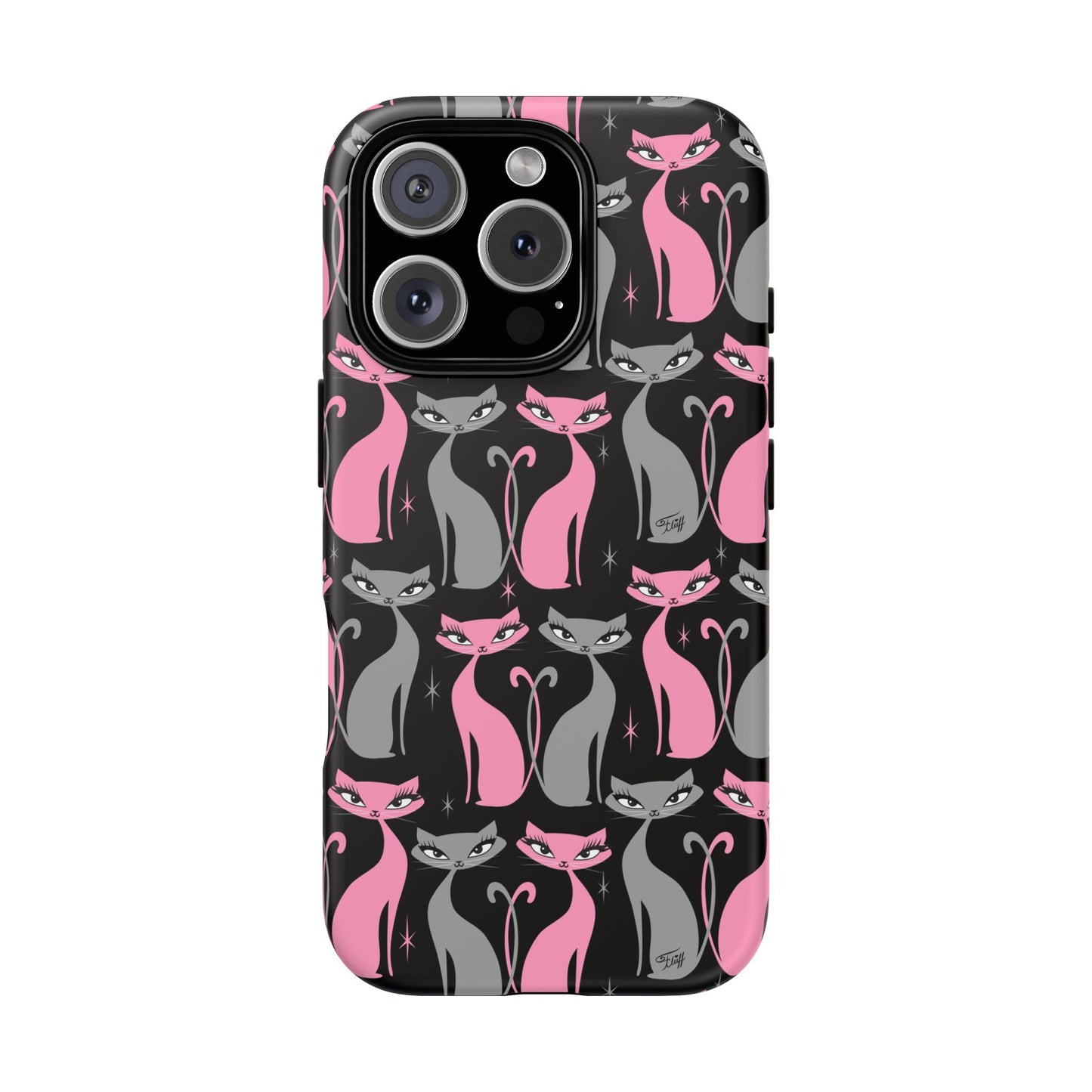 Mod Love Cats on Black • Tough Phone Case