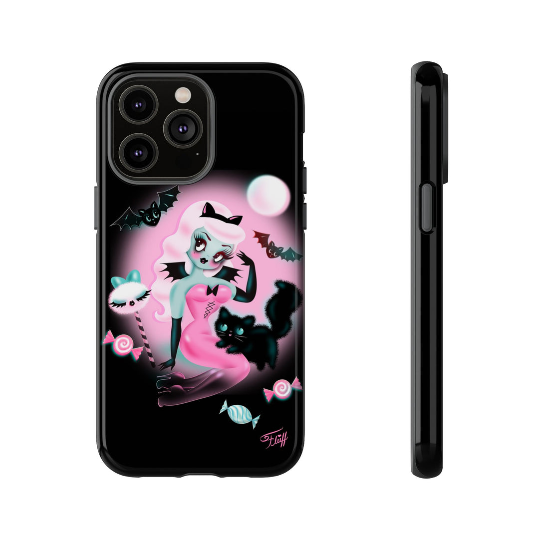 Pastel Candy Vampire with Kitty on Black • Tough Phone Case