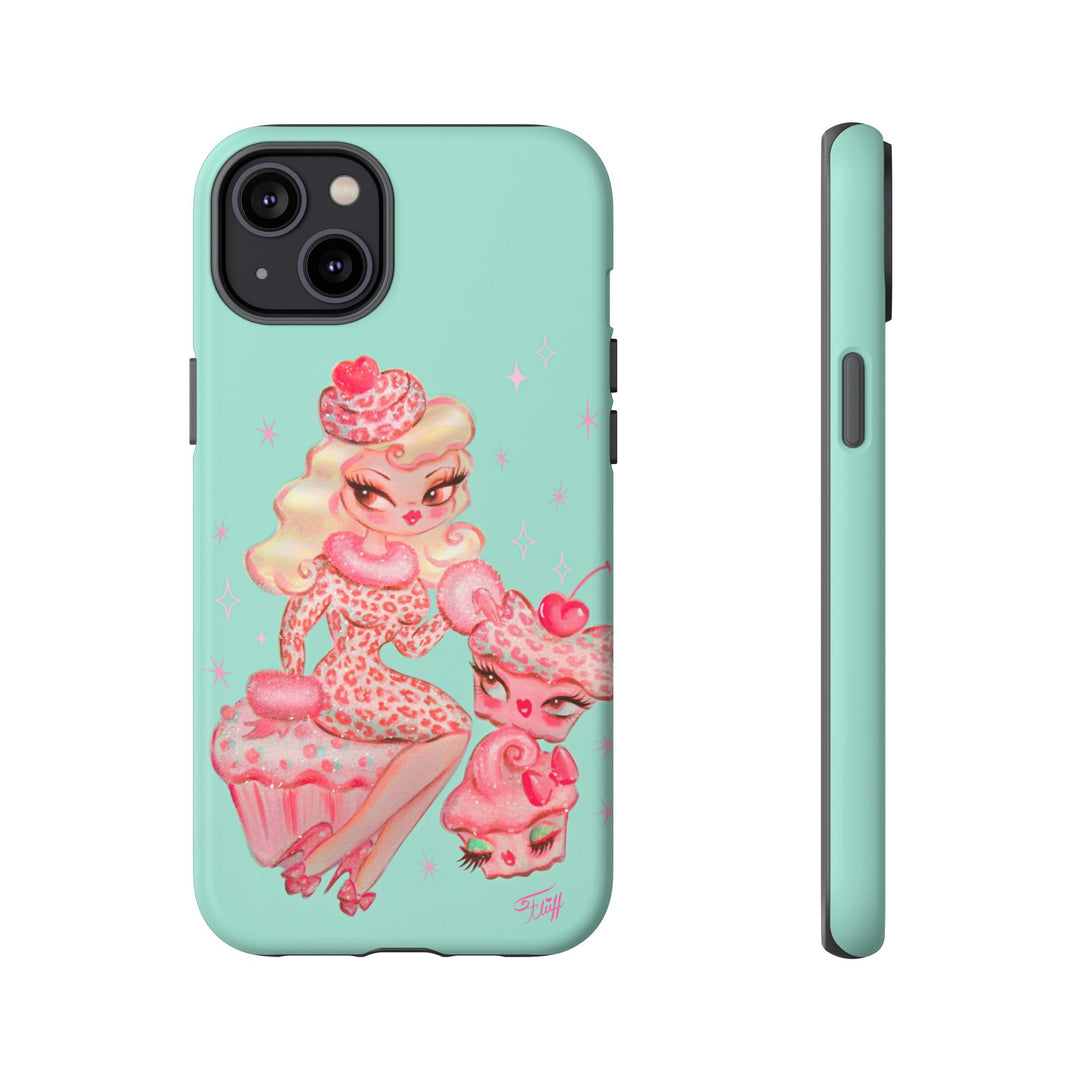 Leopard and Pink Cupcake Girl • Tough Phone Case