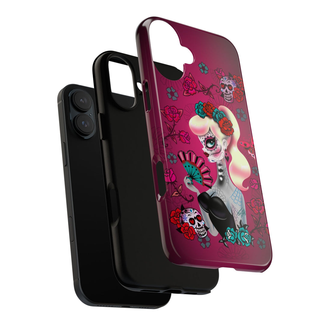 Blonde Sugar Skull Pinup Girl • Tough Phone Case