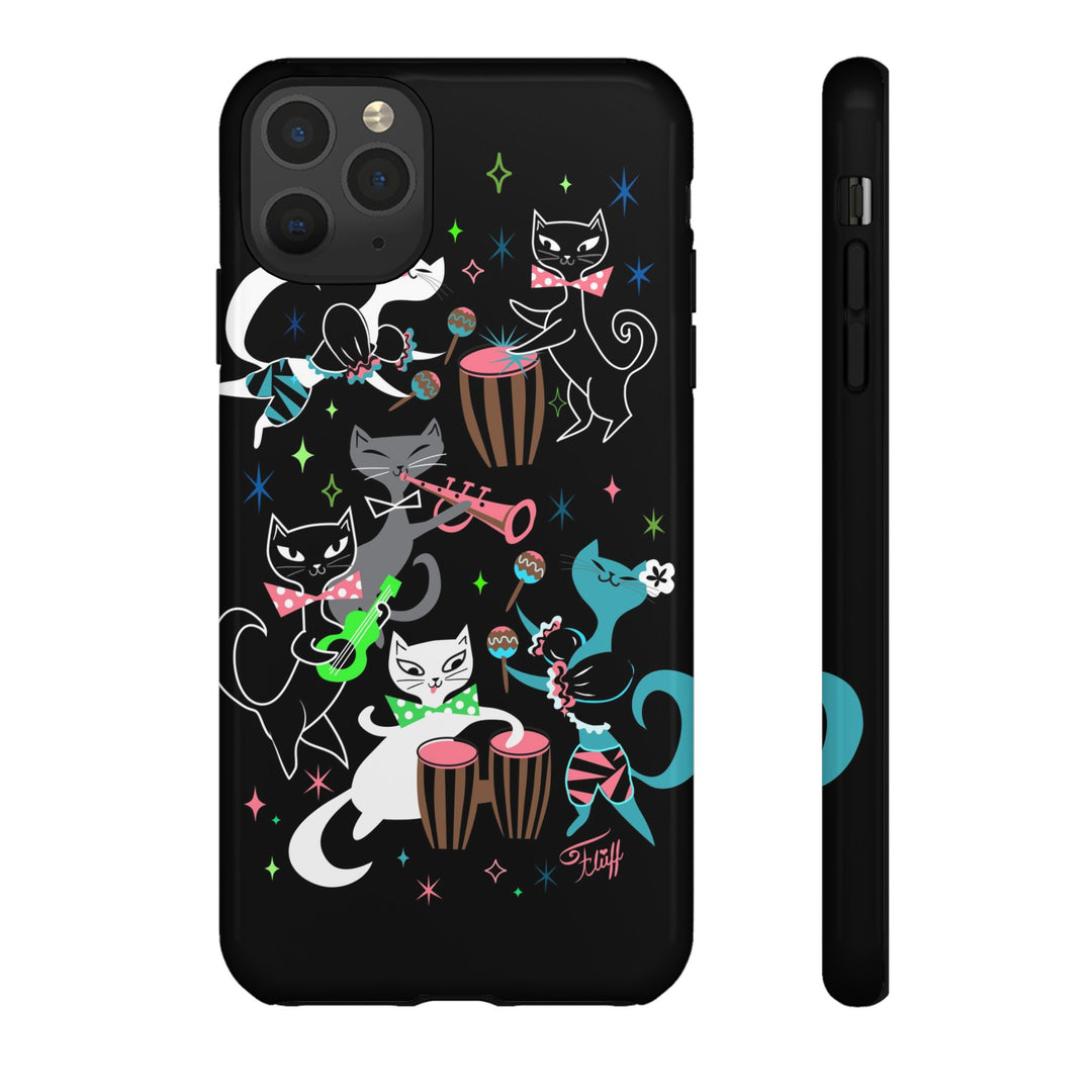 Mambo Kitties Band on Black • Tough Phone Case