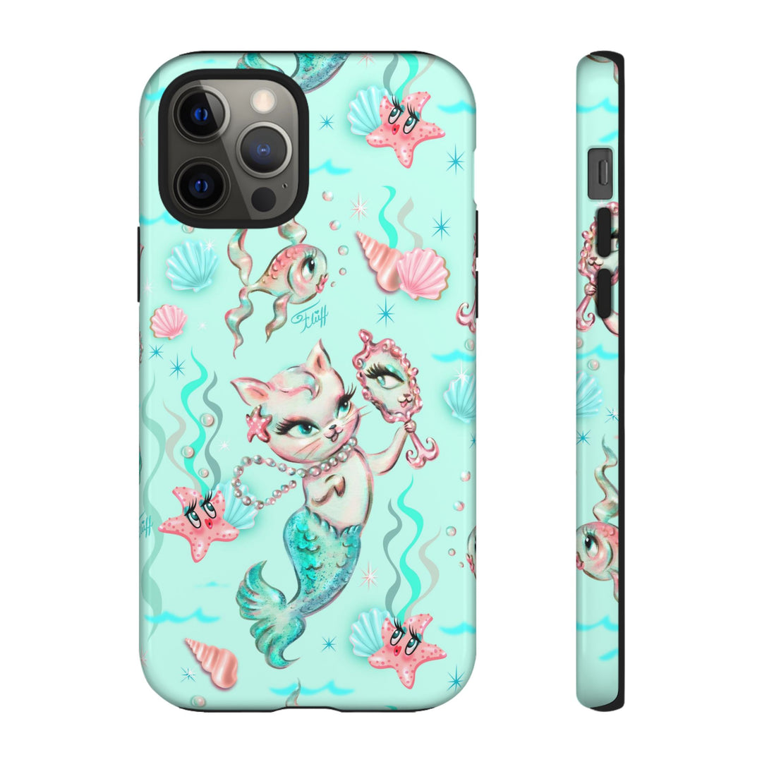 Merkitten with Pearls Aqua • Tough Phone Case