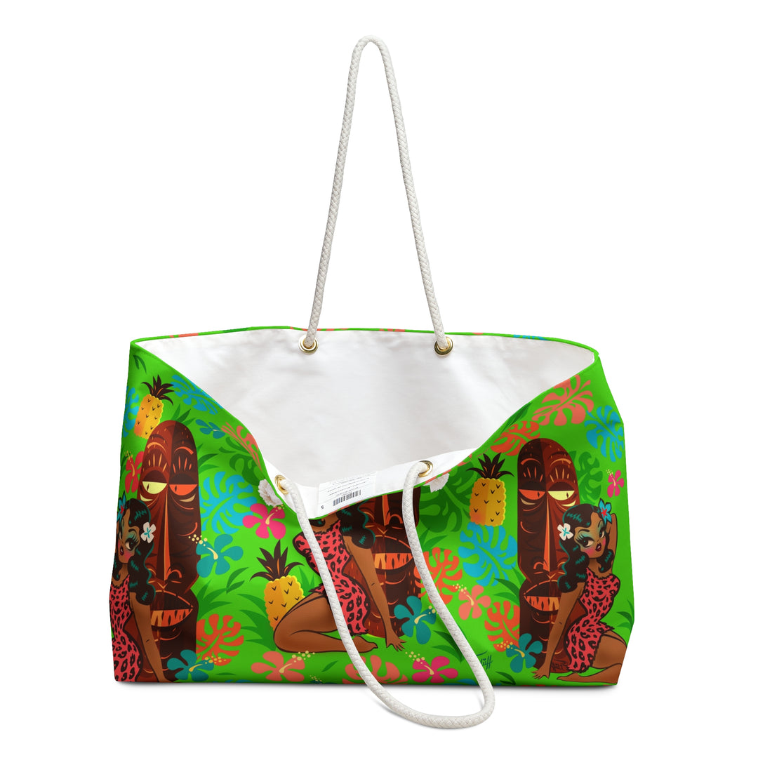 Tiki Temptress in Pink Leopard Print • Weekender Bag