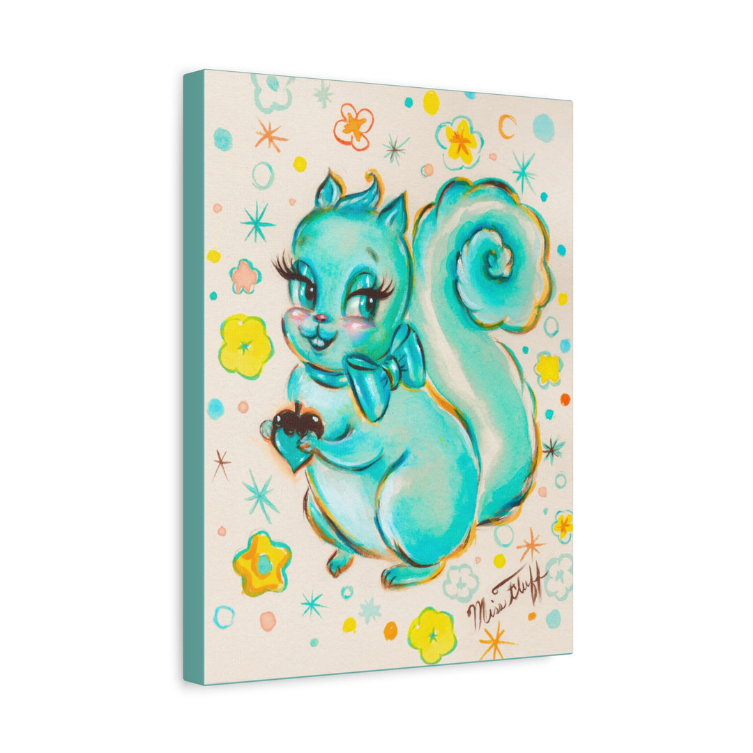 Cute Teal Squirrel • Canvas Gallery Wrap