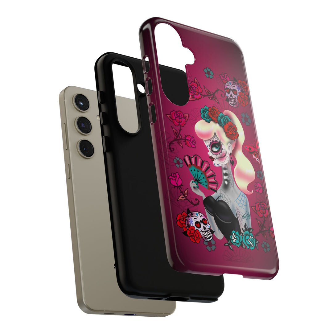 Blonde Sugar Skull Pinup Girl • Tough Phone Case