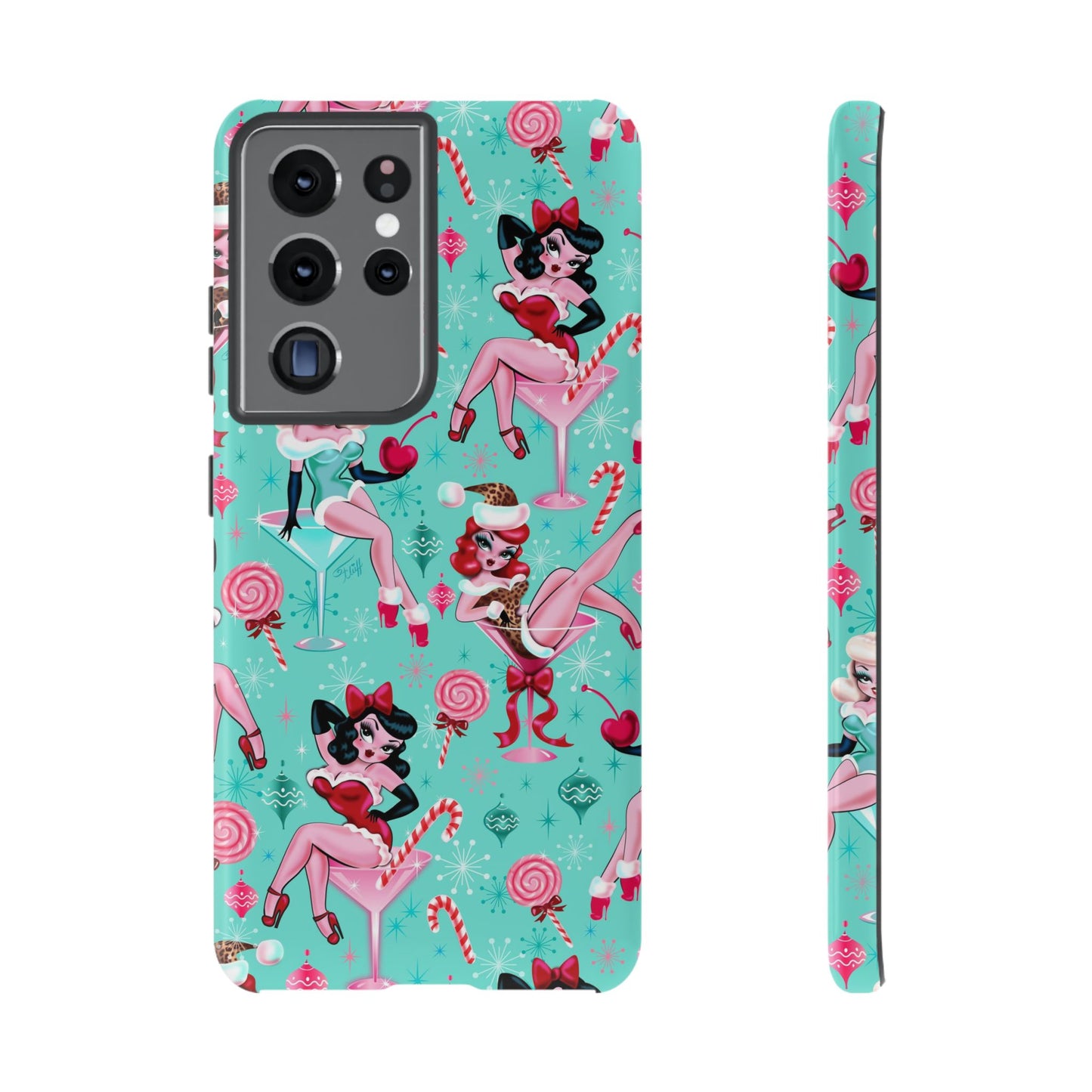 Christmas Candy Martini Pinup Girls • Tough Phone Case