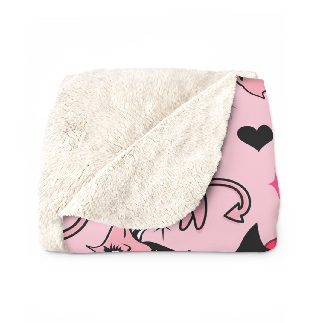 Devil Kitties Pink  • Sherpa Fleece Blanket