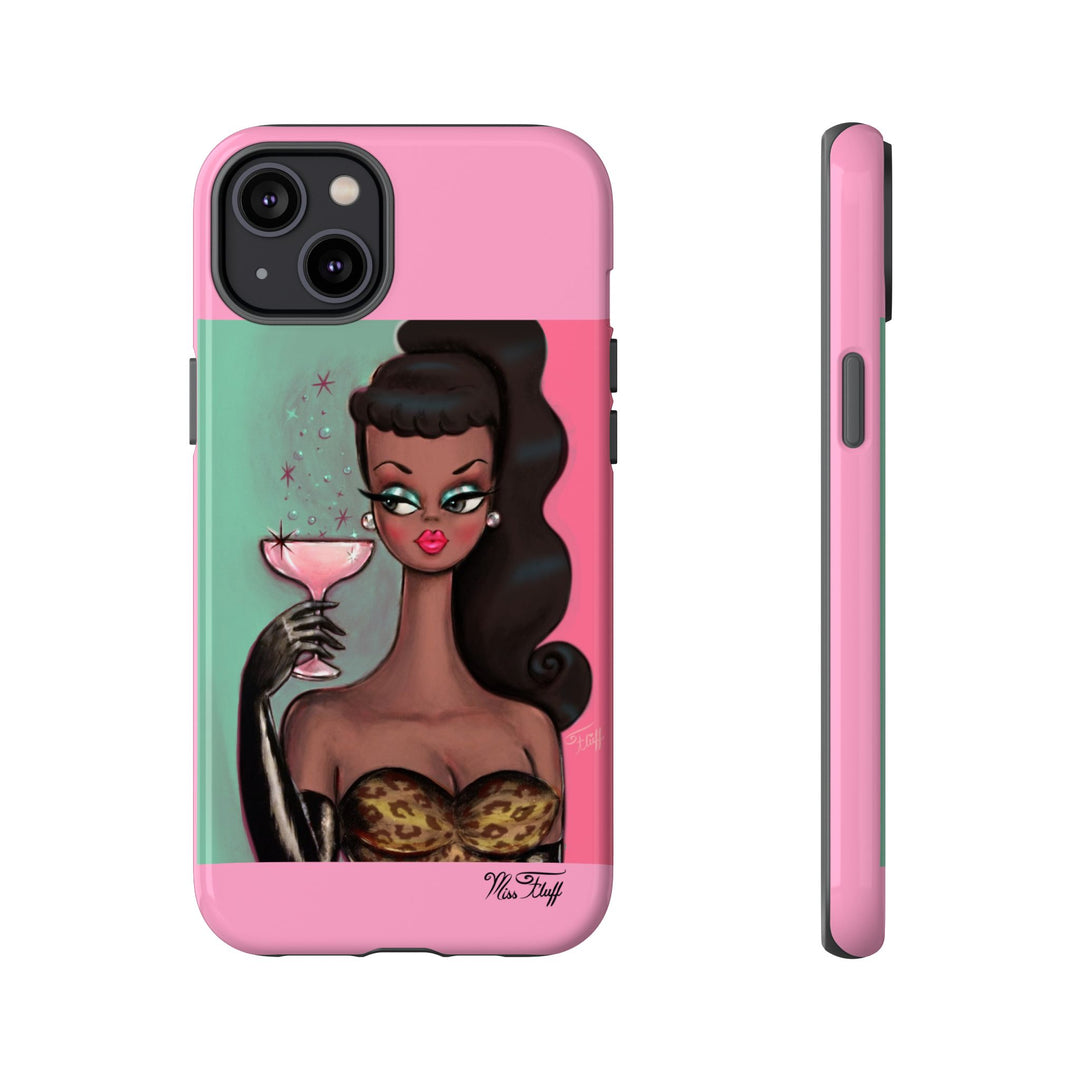 Brunette with Pink Champagne • Tough Phone Case