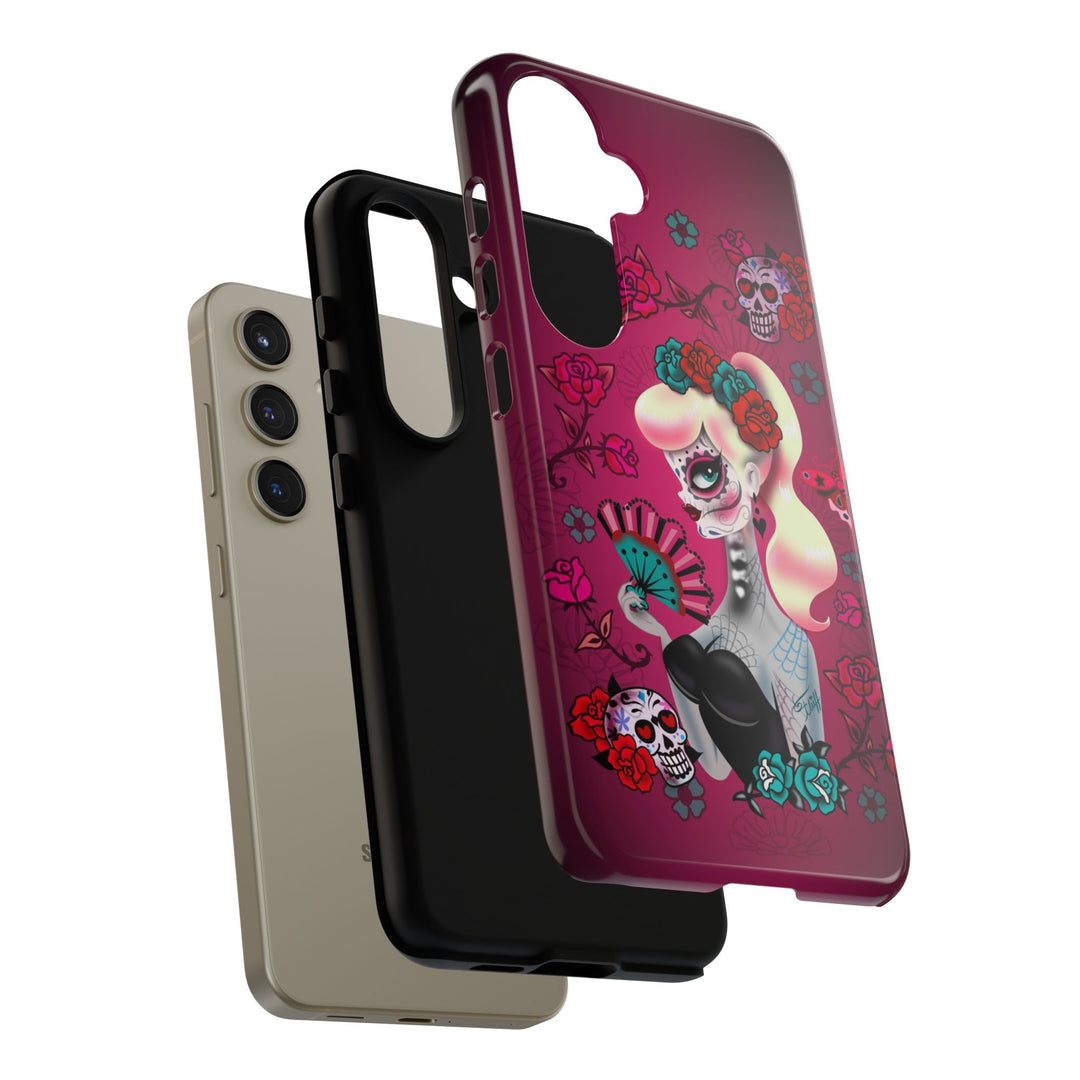 Blonde Sugar Skull Pinup Girl • Tough Phone Case