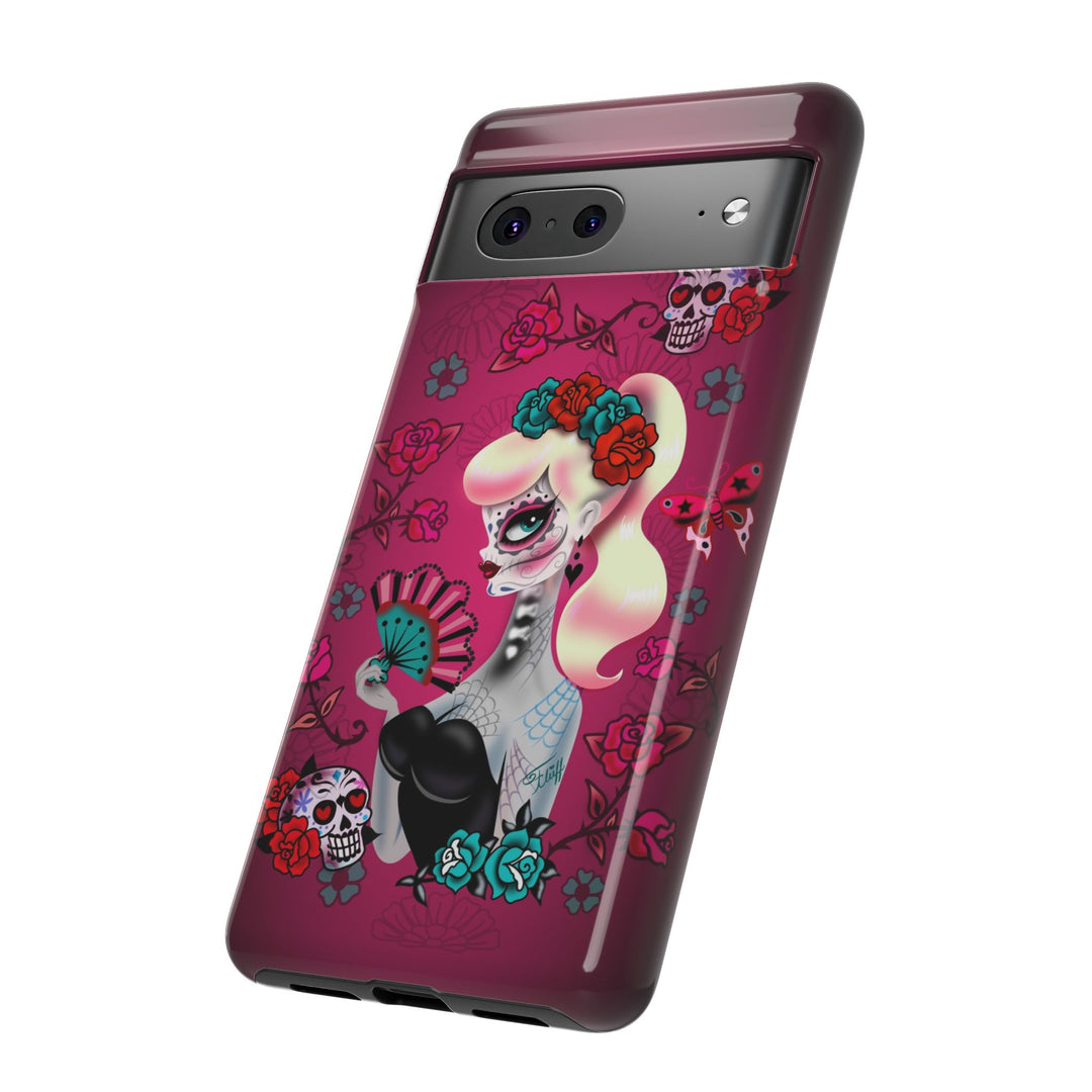 Blonde Sugar Skull Pinup Girl • Tough Phone Case