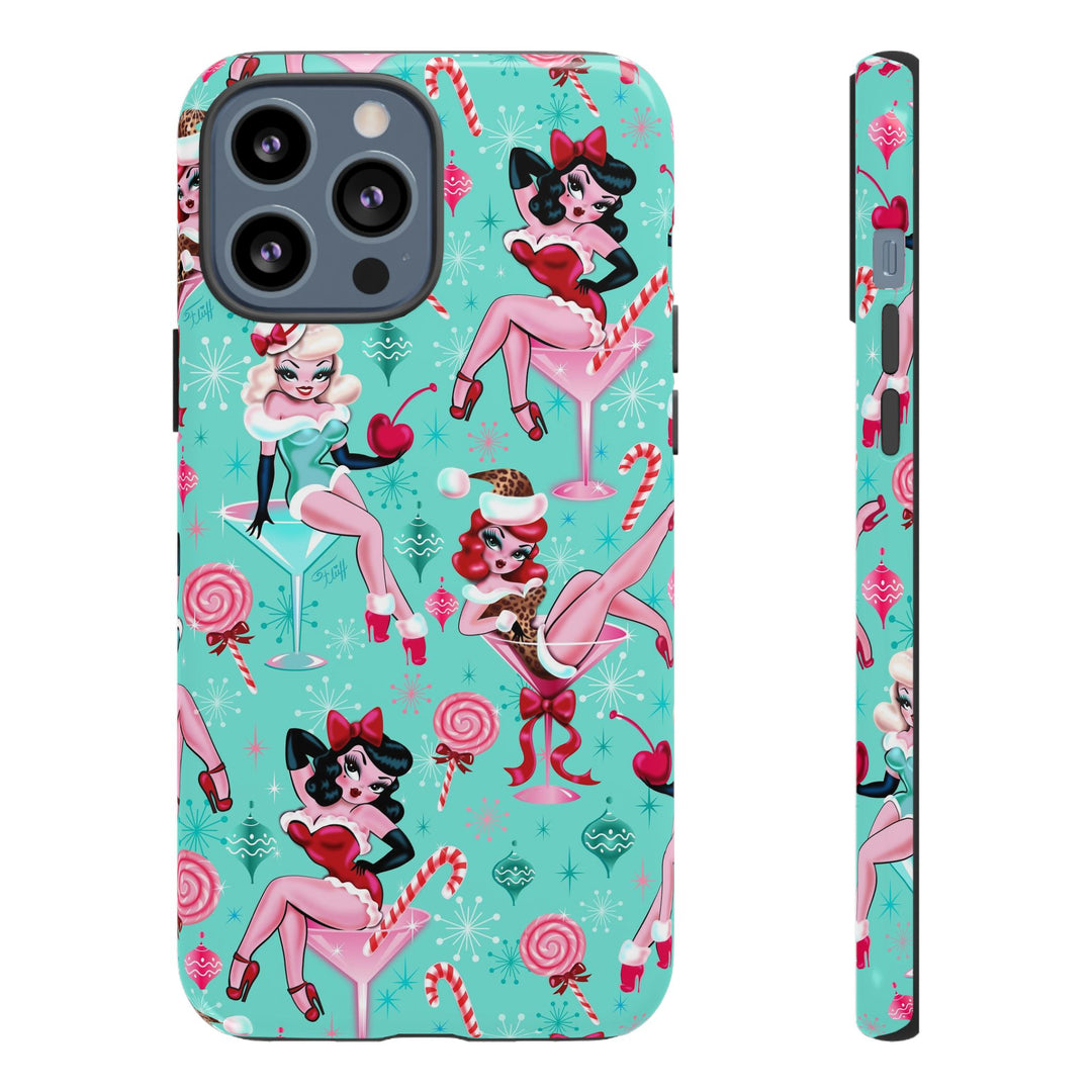 Christmas Candy Martini Pinup Girls • Tough Phone Case