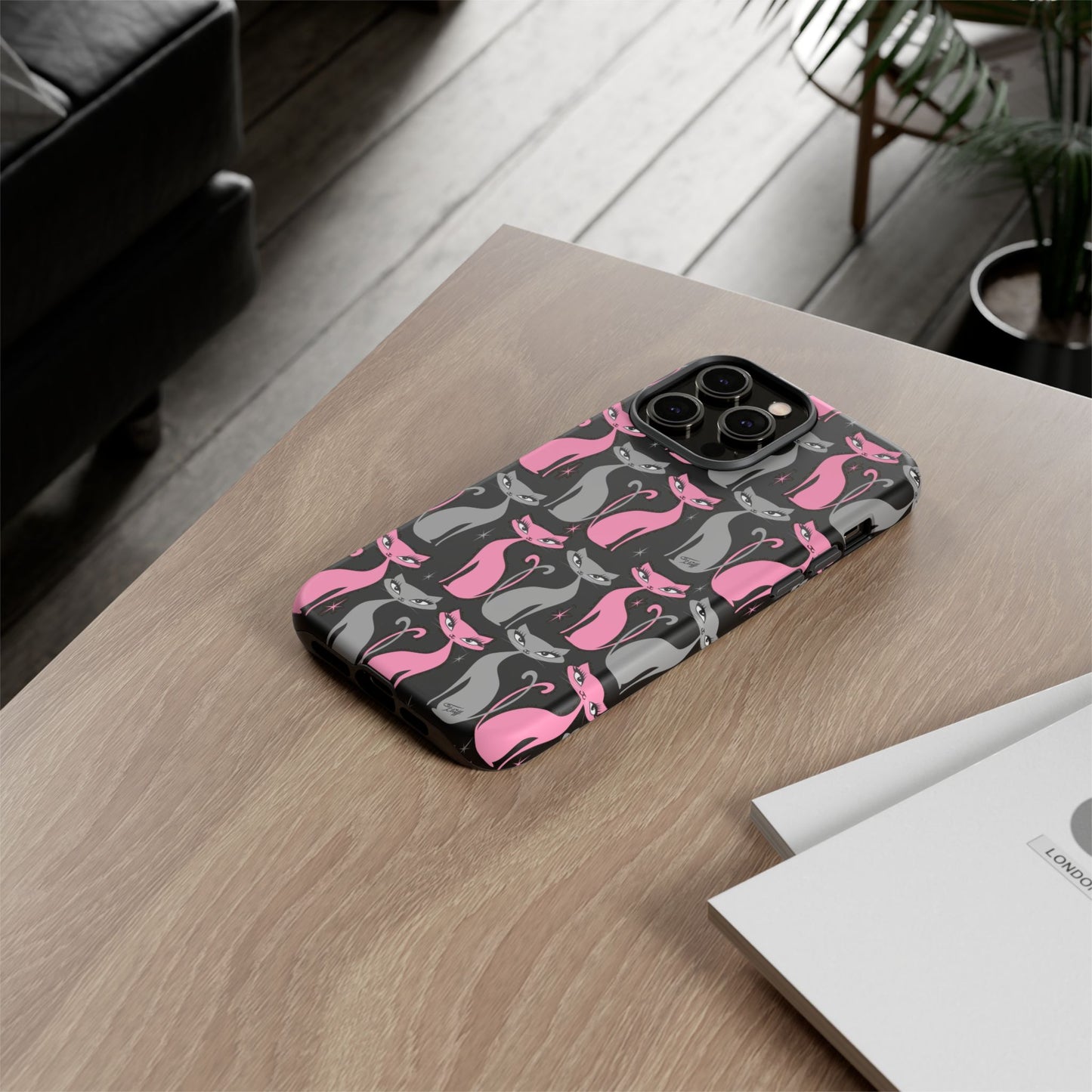 Mod Love Cats on Black • Tough Phone Case