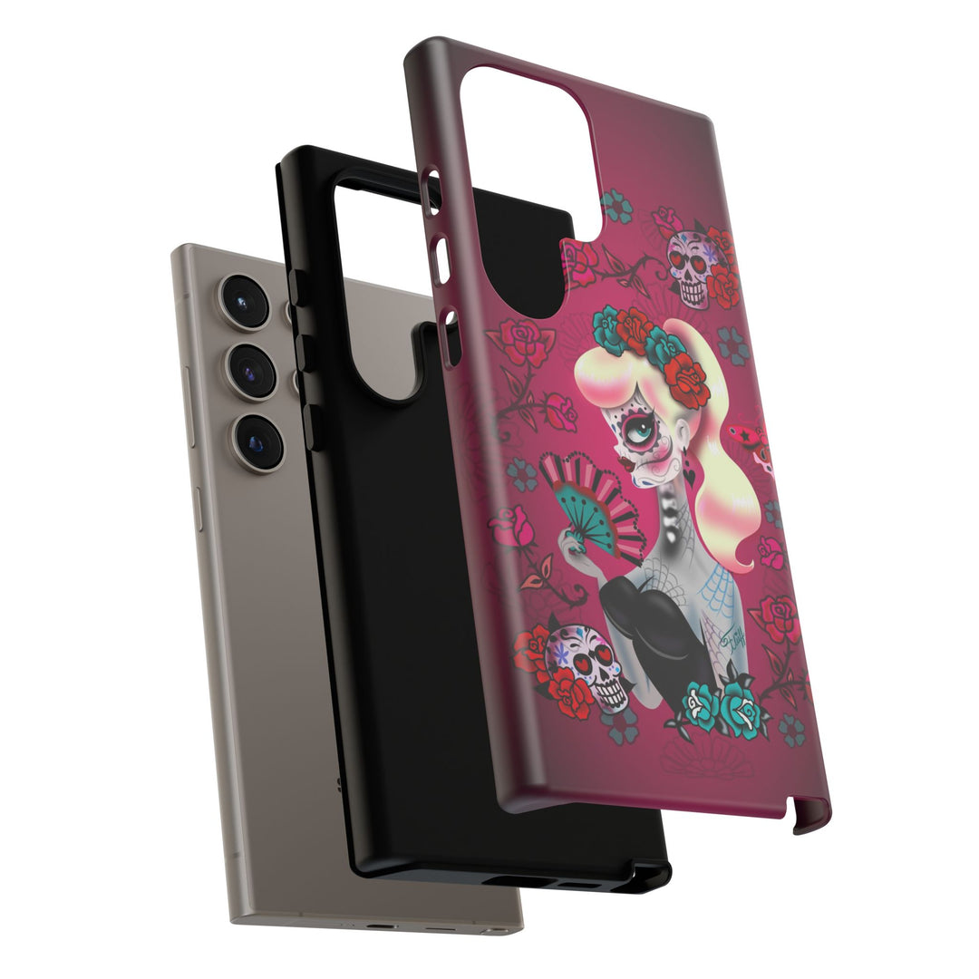Blonde Sugar Skull Pinup Girl • Tough Phone Case