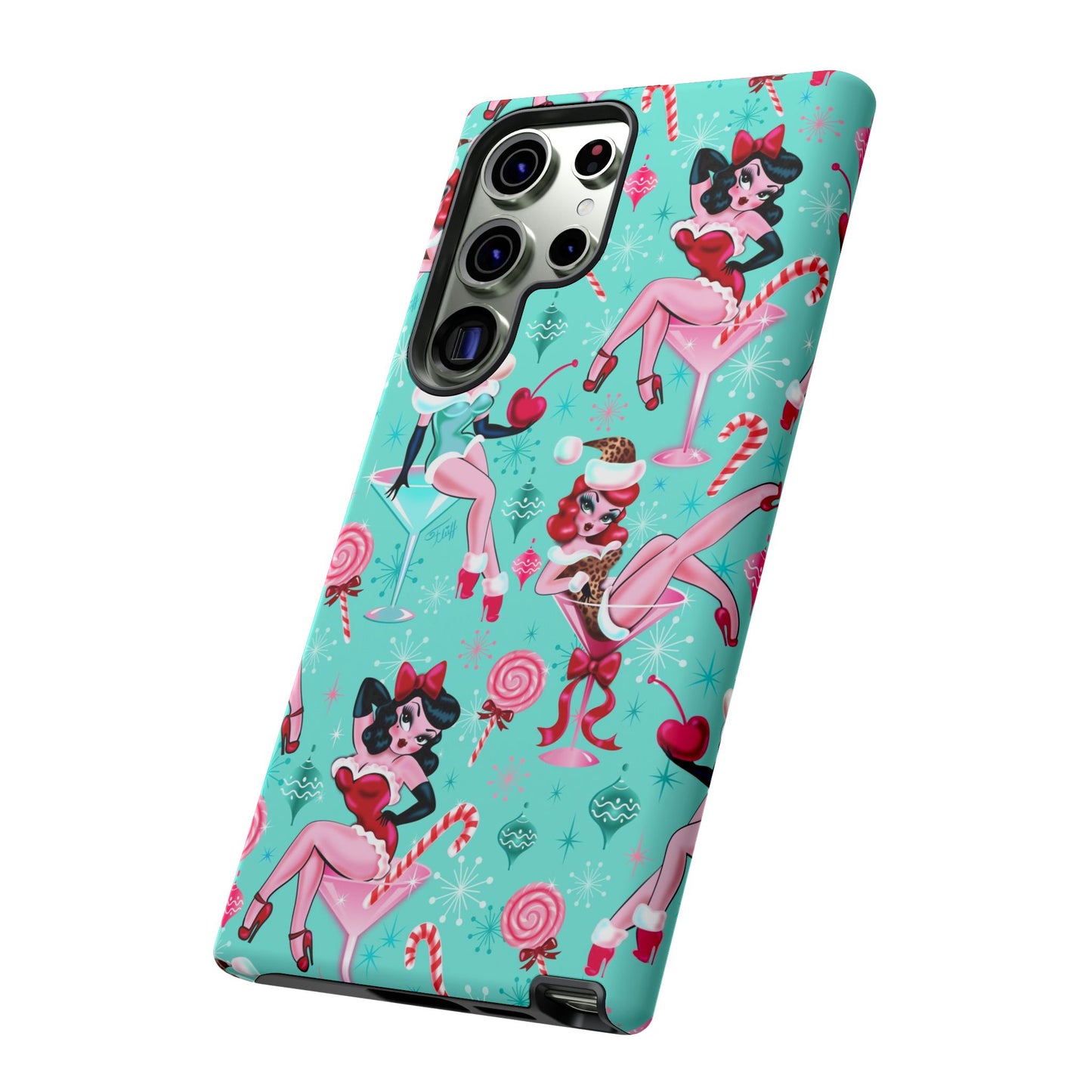 Christmas Candy Martini Pinup Girls • Tough Phone Case