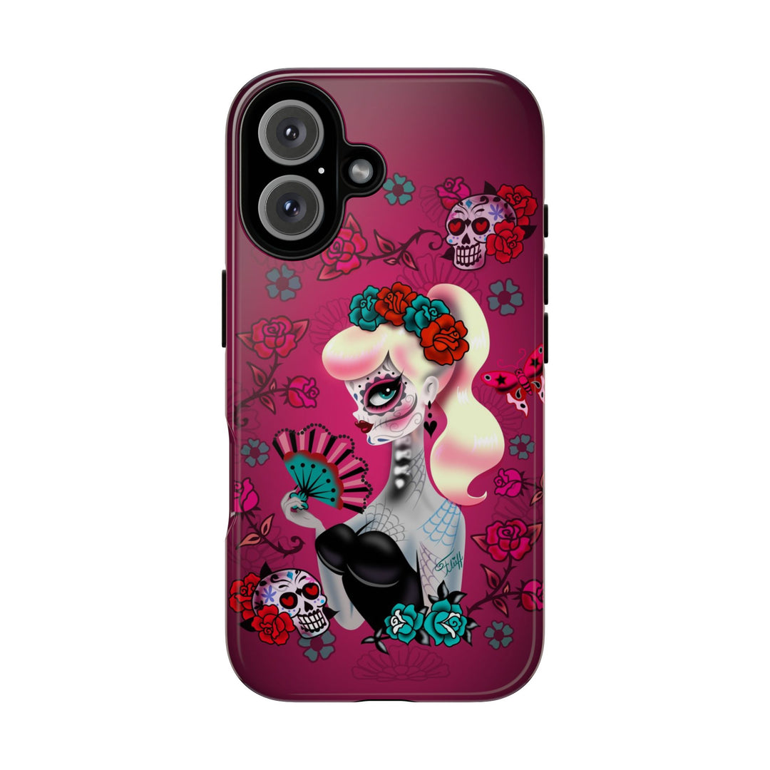 Blonde Sugar Skull Pinup Girl • Tough Phone Case