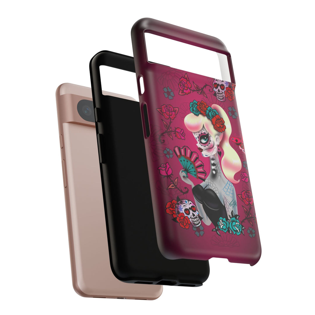 Blonde Sugar Skull Pinup Girl • Tough Phone Case