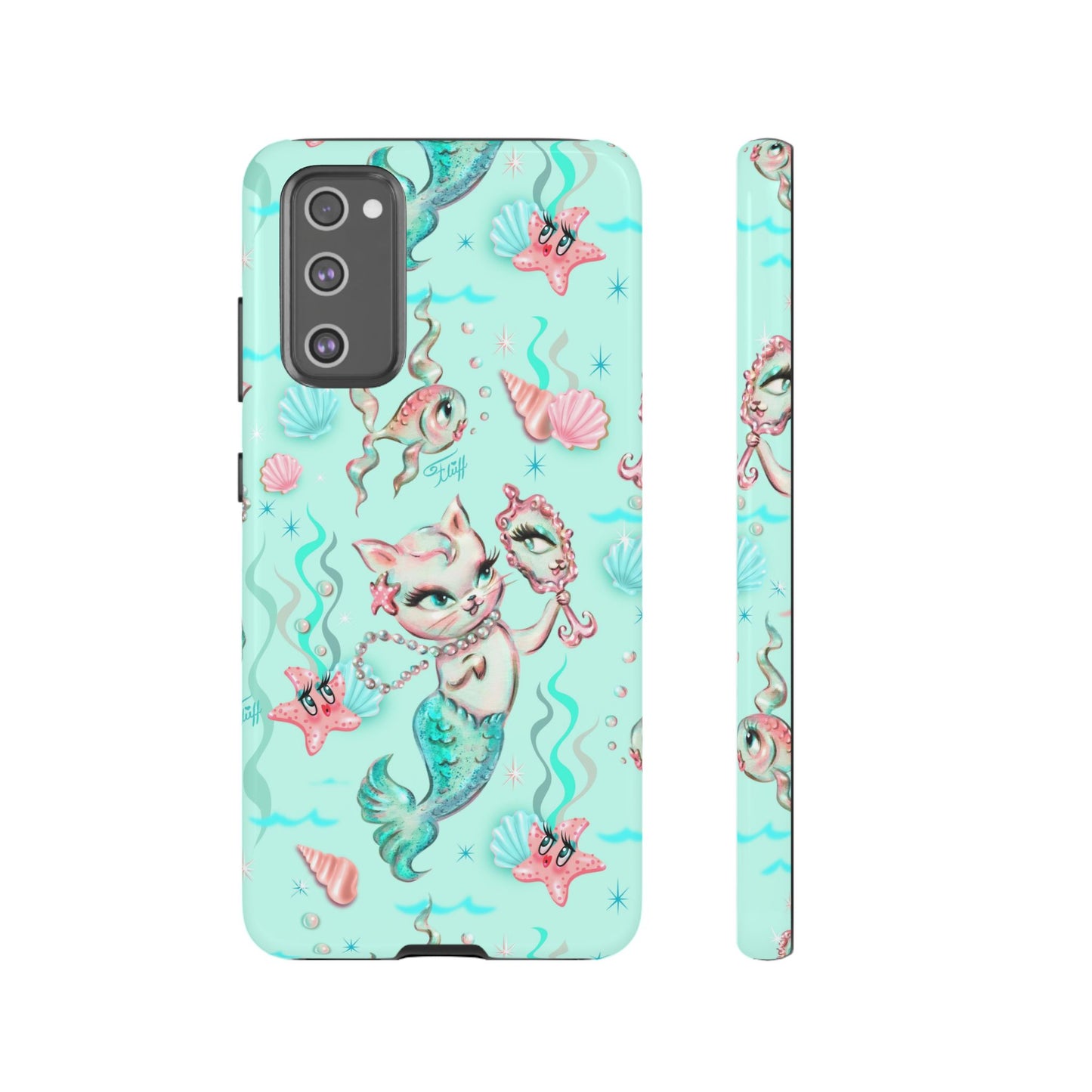 Merkitten with Pearls Aqua • Tough Phone Case