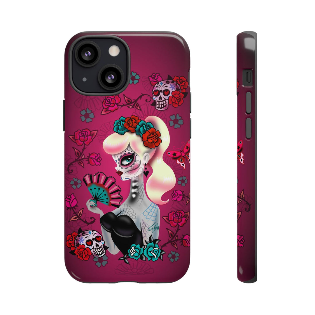 Blonde Sugar Skull Pinup Girl • Tough Phone Case