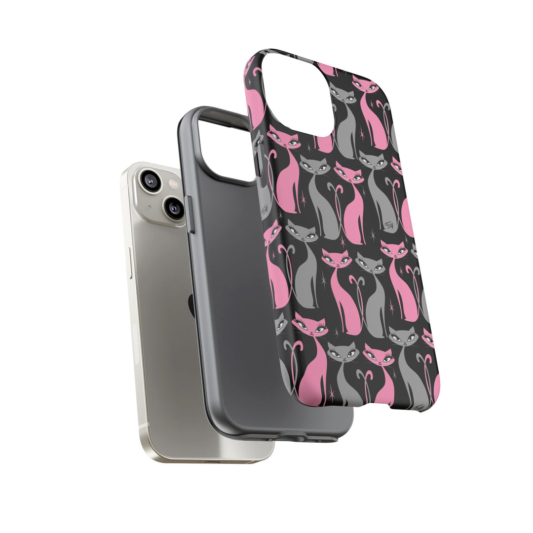 Mod Love Cats on Black • Tough Phone Case