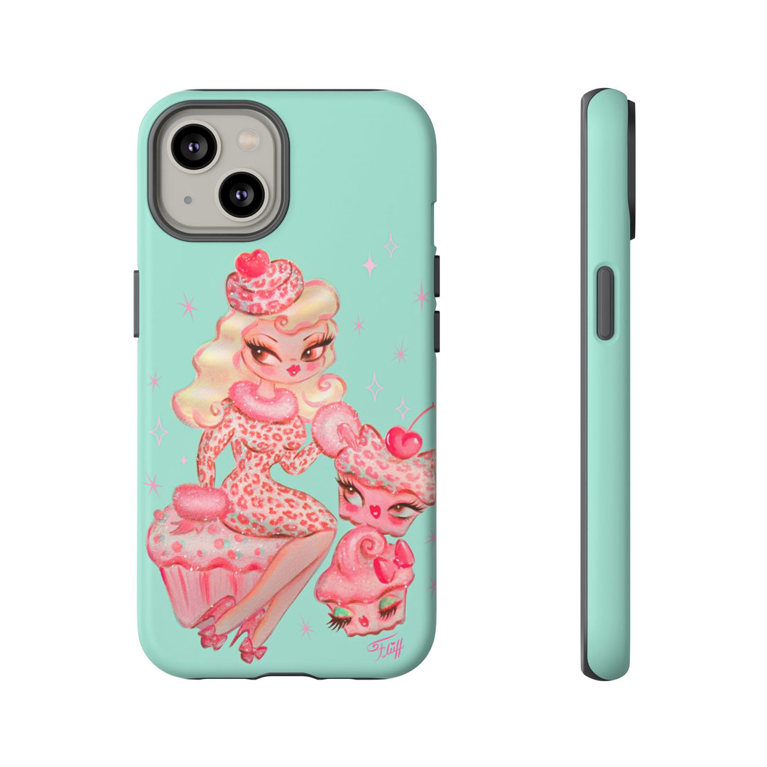 Leopard and Pink Cupcake Girl • Tough Phone Case