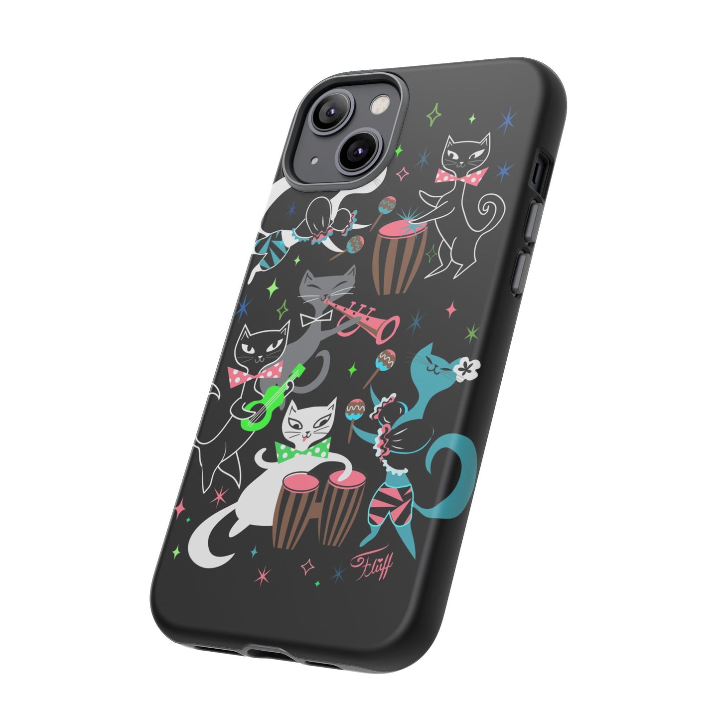 Mambo Kitties Band on Black • Tough Phone Case