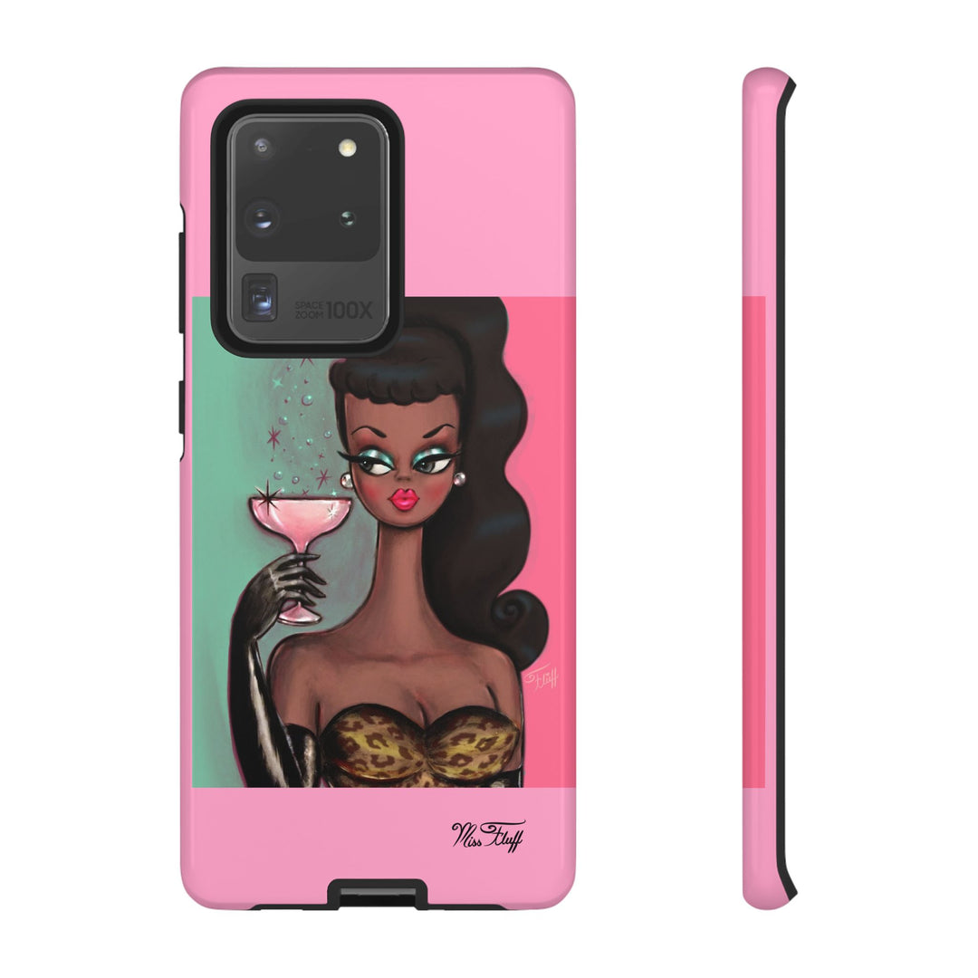 Brunette with Pink Champagne • Tough Phone Case