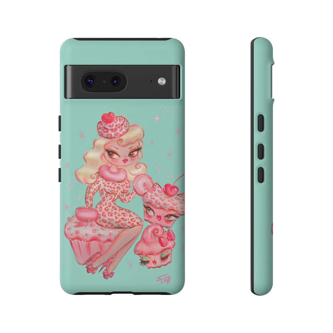 Leopard and Pink Cupcake Girl • Tough Phone Case