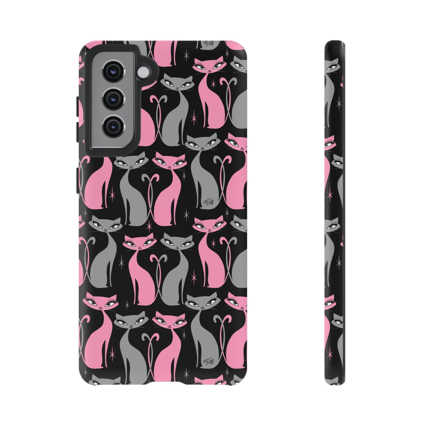 Mod Love Cats on Black • Tough Phone Case