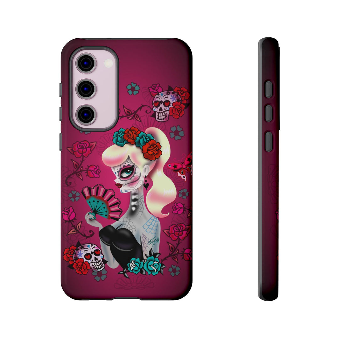 Blonde Sugar Skull Pinup Girl • Tough Phone Case