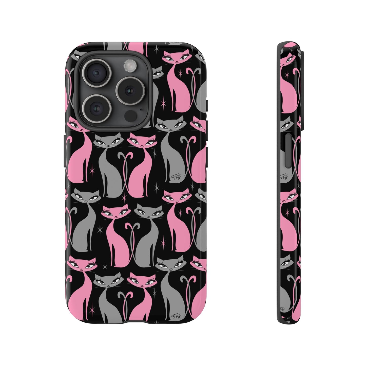 Mod Love Cats on Black • Tough Phone Case